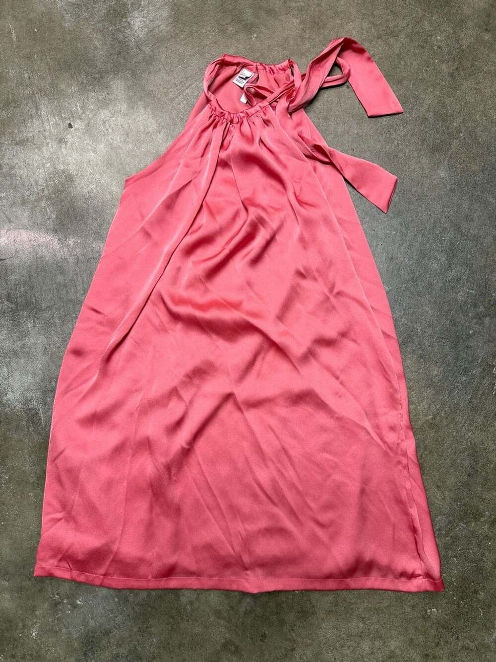 MNG By Mango Pink Satin Halter Neck Sleeveless Dress Size L